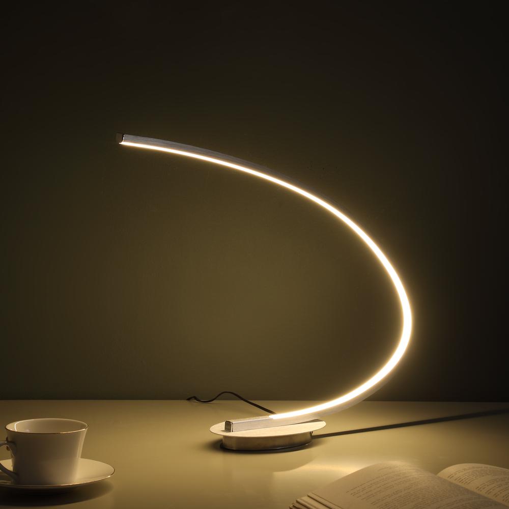 16" In Eli Brushed Nickel Led Arc Tube Table Lamp. Picture 4