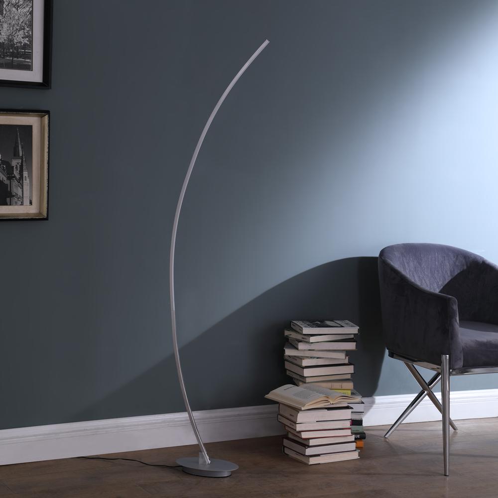 62.25" In Bradie Brushed Nickel Led Arc Tube Floor Lamp. Picture 3