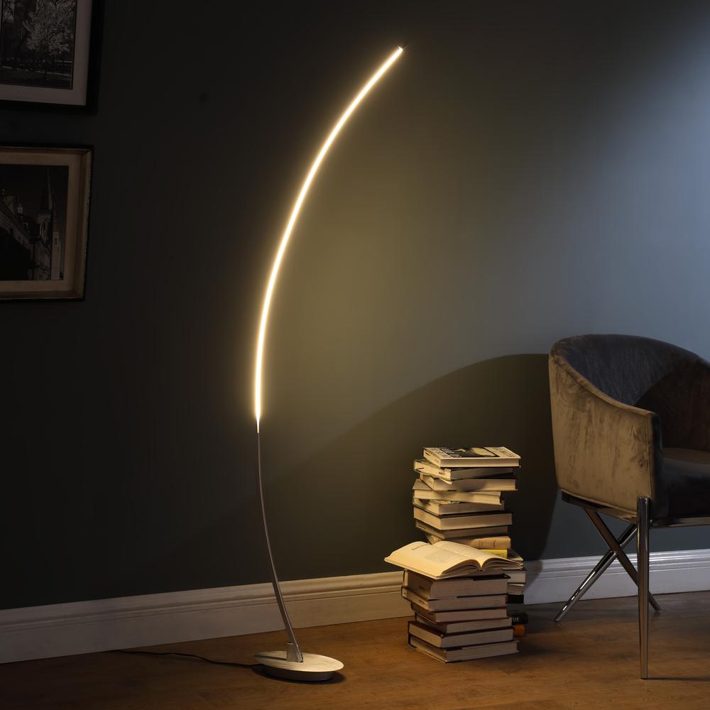 62.25" In Bradie Brushed Nickel Led Arc Tube Floor Lamp. Picture 4