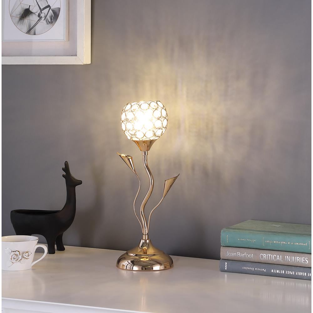 14" in ROSE GOLD FLORAL BELL GLAM METAL TABLE LAMP. Picture 4
