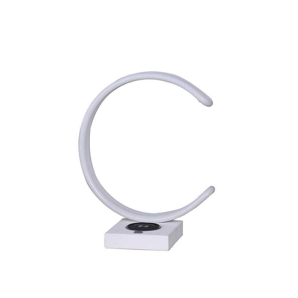 13.5" In C Shape Led W/ Usb/Wireless Charger Port Table Lamp. Picture 1