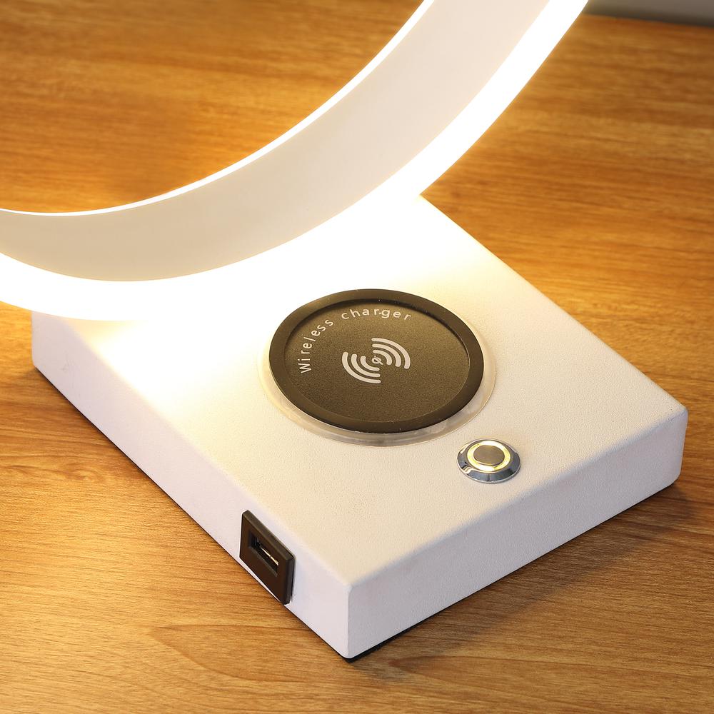 13.5" In C Shape Led W/ Usb/Wireless Charger Port Table Lamp. Picture 3