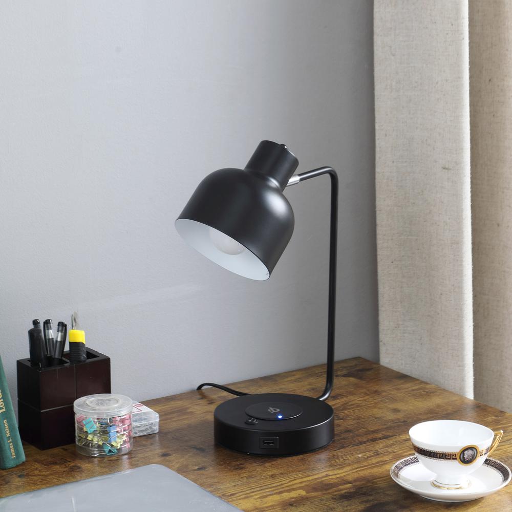 15.25"In Vadim Black Adjustable Student Desk Task Table Lamp W/ Charging Usb Port Station. Picture 3