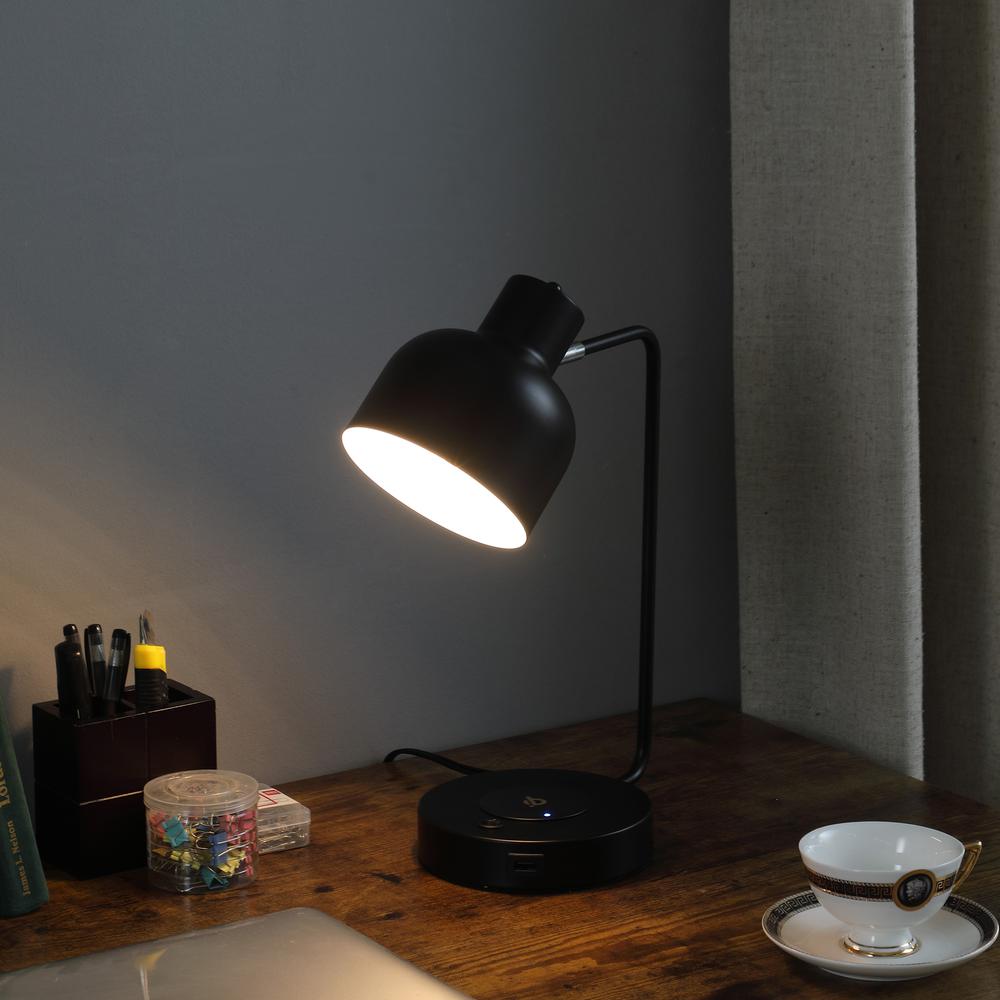 15.25"In Vadim Black Adjustable Student Desk Task Table Lamp W/ Charging Usb Port Station. Picture 4
