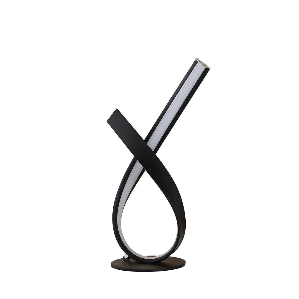 17" In Abstract Upright Ribbon Bow Led Black Metal Table Lamp. Picture 1