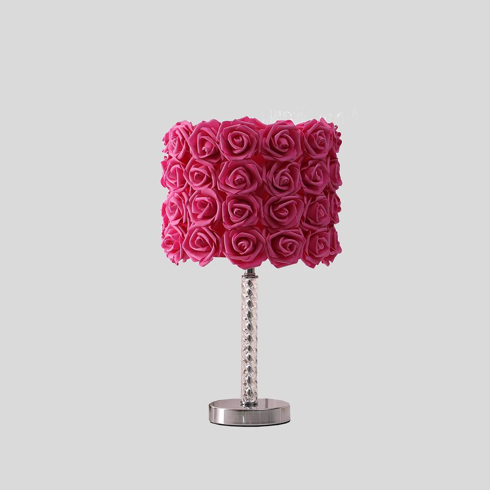 18.25" In Red Roses In Bloom Acrylic/Metal Table Lamp. Picture 3