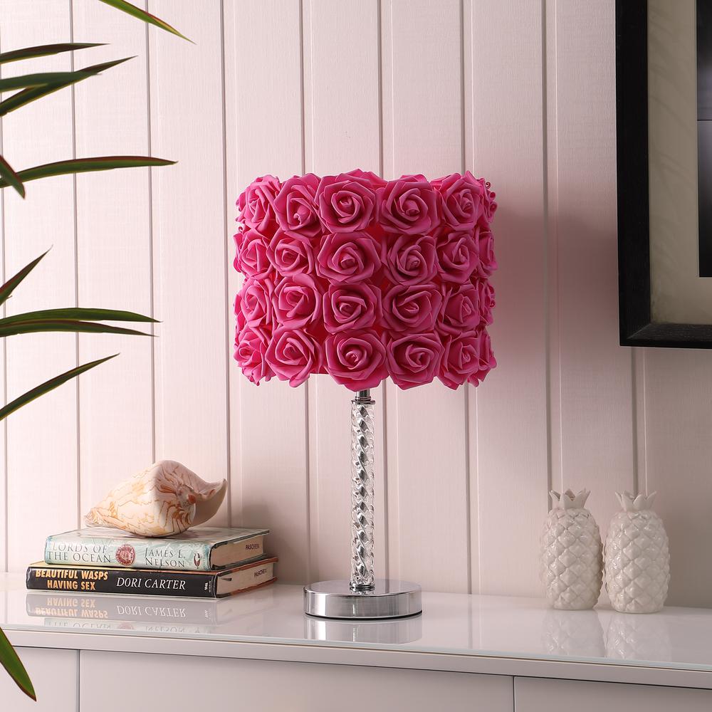 18.25" In Red Roses In Bloom Acrylic/Metal Table Lamp. Picture 5