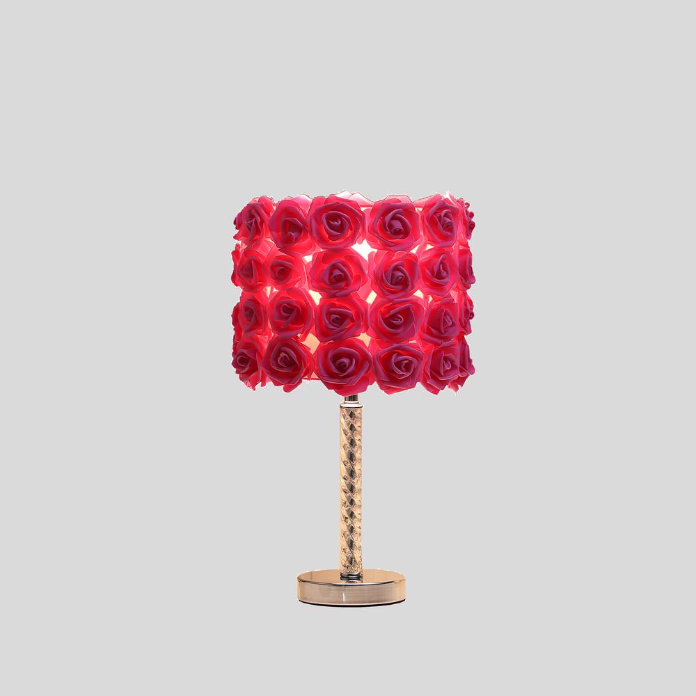 18.25" In Red Roses In Bloom Acrylic/Metal Table Lamp. Picture 4
