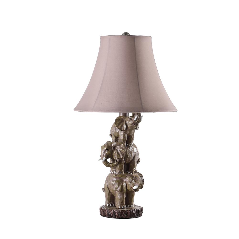 21" in WILDLIFE 3 STACKED ELEPHANTS POLYRESIN TABLE LAMP. Picture 1