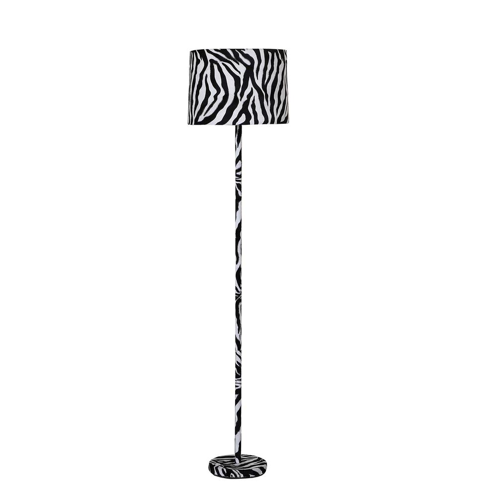 59" in FAUX SUEDE ZEBRA PRINT FLOOR LAMP. Picture 1