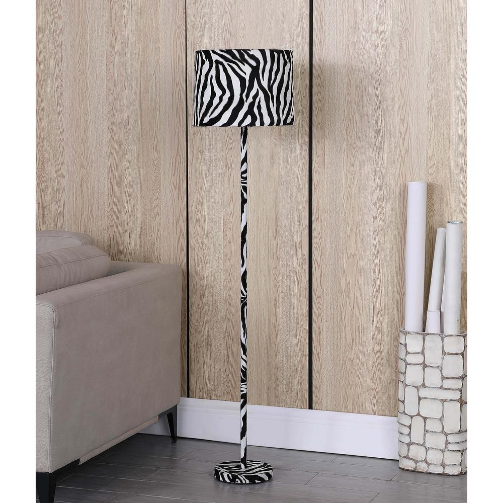 59" in FAUX SUEDE ZEBRA PRINT FLOOR LAMP. Picture 3