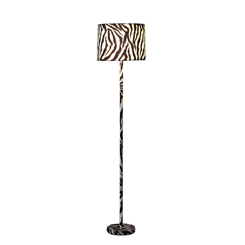 59" in FAUX SUEDE ZEBRA PRINT FLOOR LAMP. Picture 2