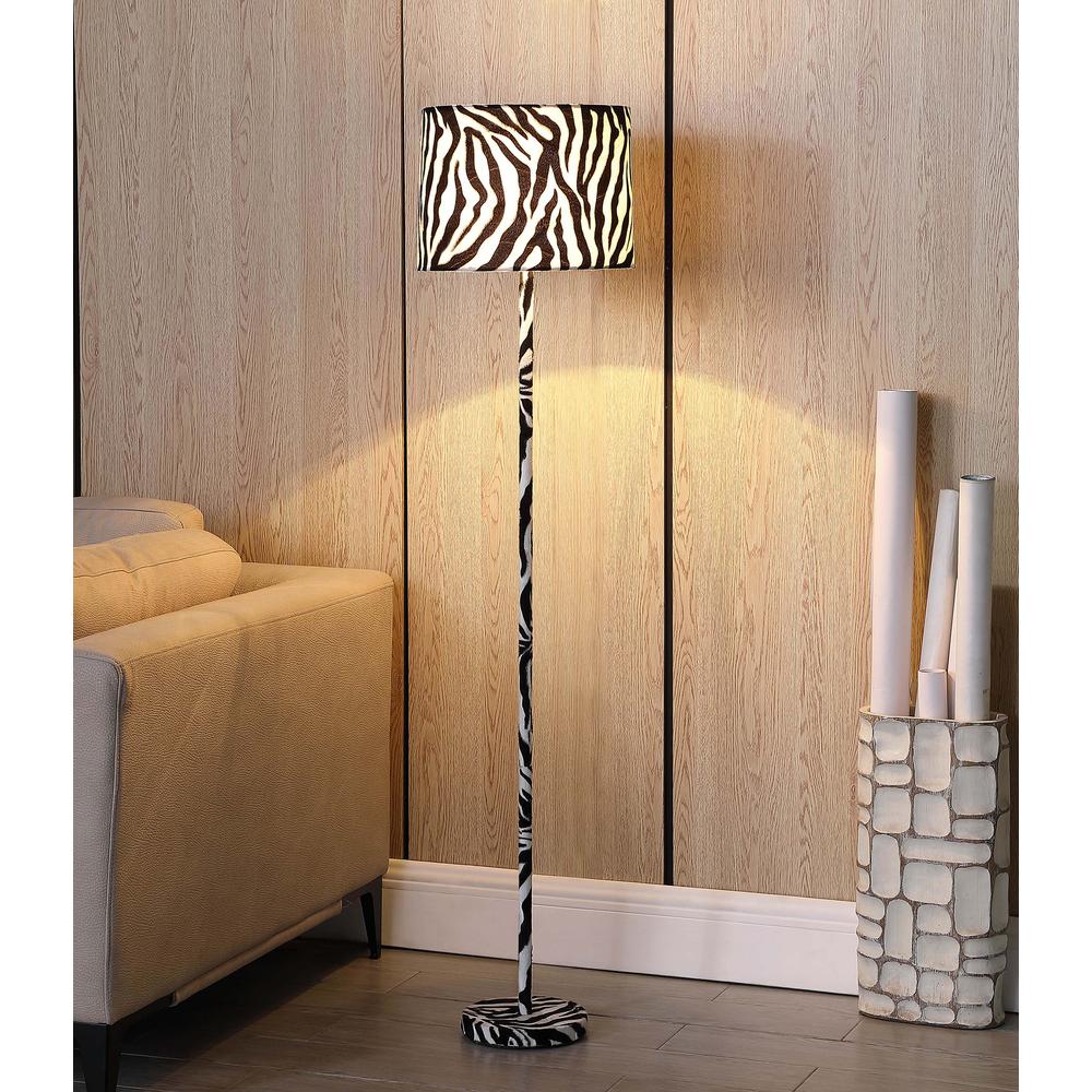 59" in FAUX SUEDE ZEBRA PRINT FLOOR LAMP. Picture 4