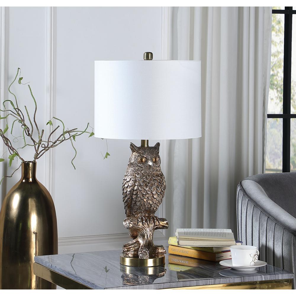 27.5" in SILVER OWL ON A BRANCH RESIN TABLE LAMP. Picture 3