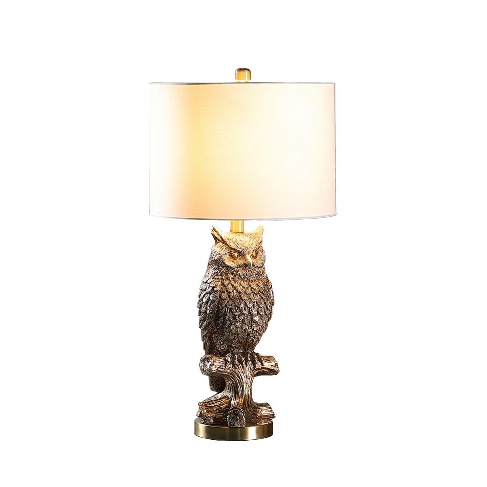 27.5" in SILVER OWL ON A BRANCH RESIN TABLE LAMP. Picture 2