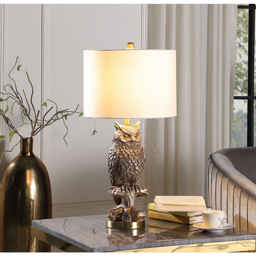 27.5" in SILVER OWL ON A BRANCH RESIN TABLE LAMP. Picture 4