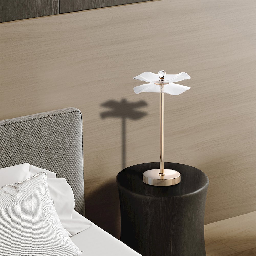 17.5" H 3W Led Acrylic Copper Gold Luminaire Table Lamp. Picture 6