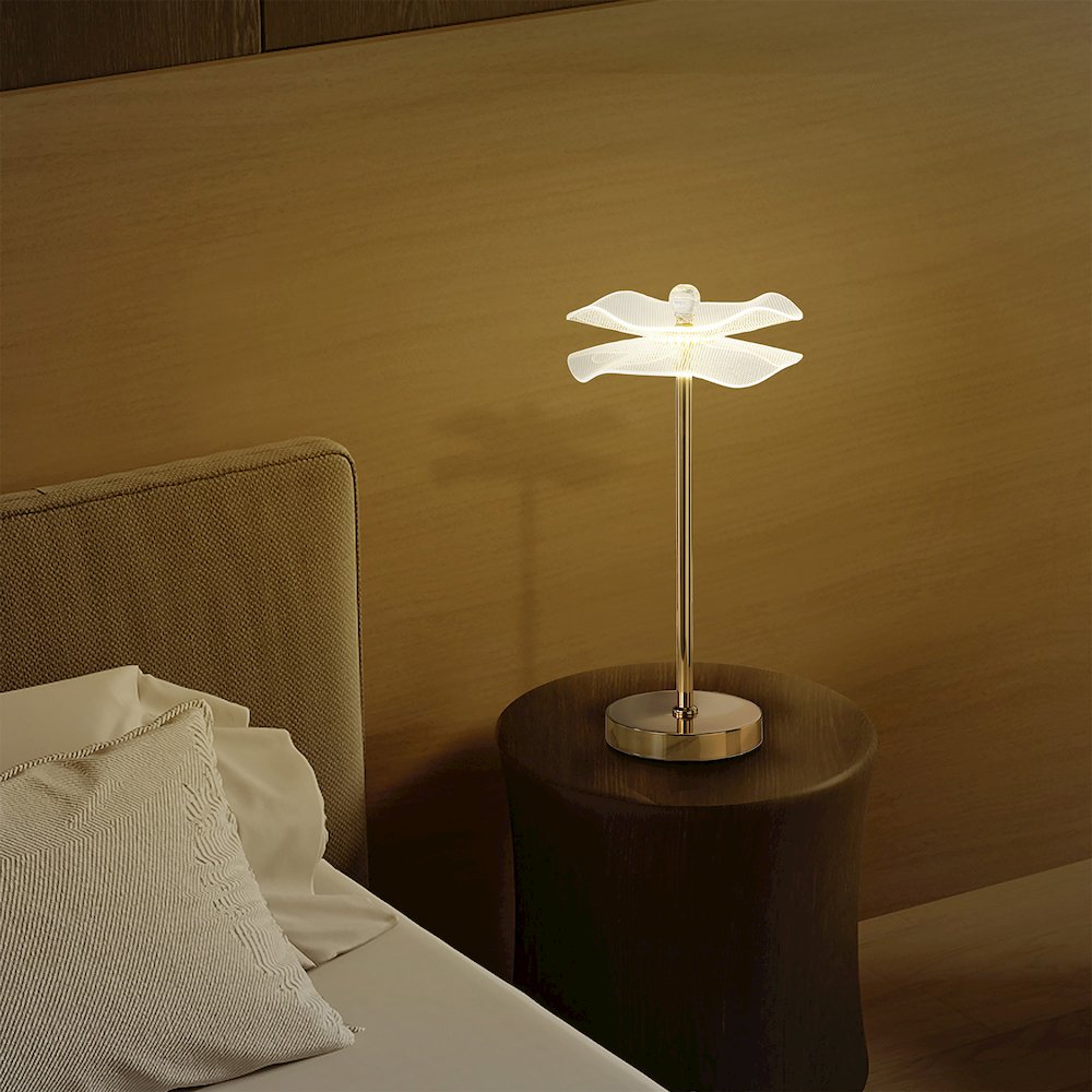 17.5" H 3W Led Acrylic Copper Gold Luminaire Table Lamp. Picture 7