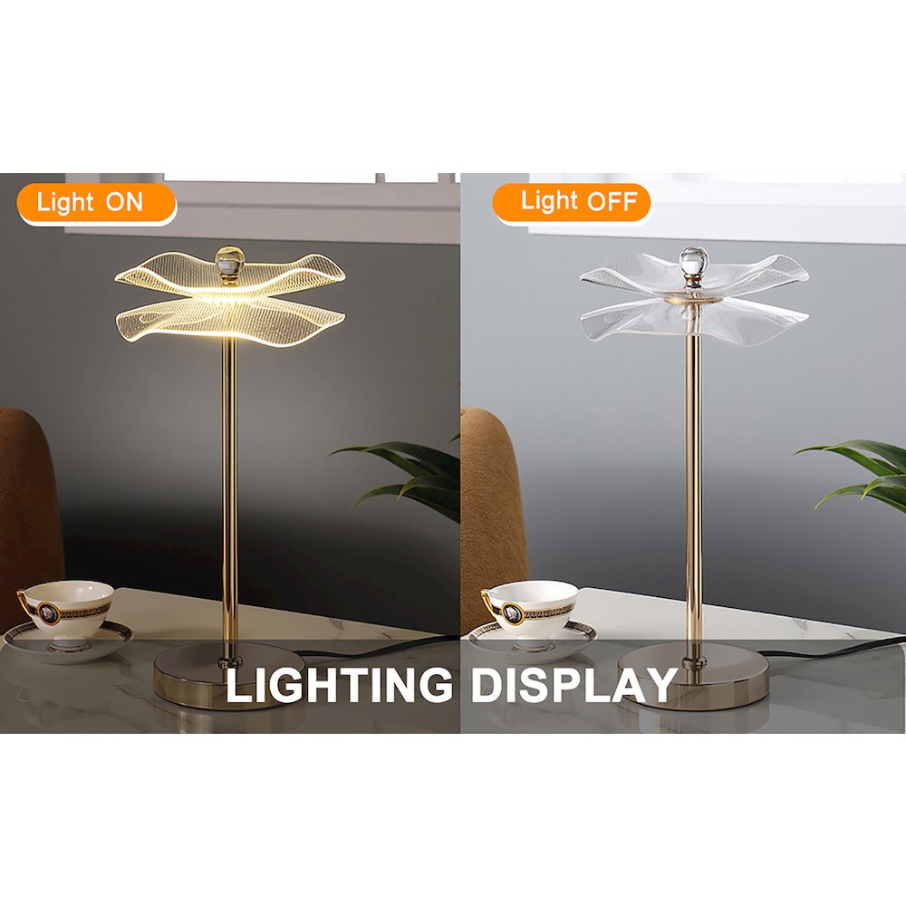 17.5" H 3W Led Acrylic Copper Gold Luminaire Table Lamp. Picture 10