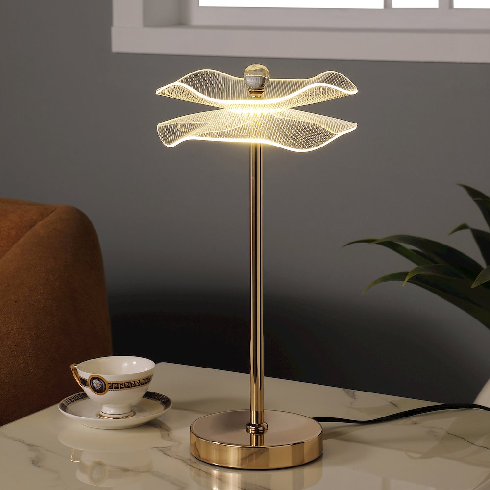 17.5" H 3W Led Acrylic Copper Gold Luminaire Table Lamp. Picture 4