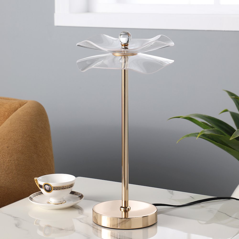 17.5" H 3W Led Acrylic Copper Gold Luminaire Table Lamp. Picture 3