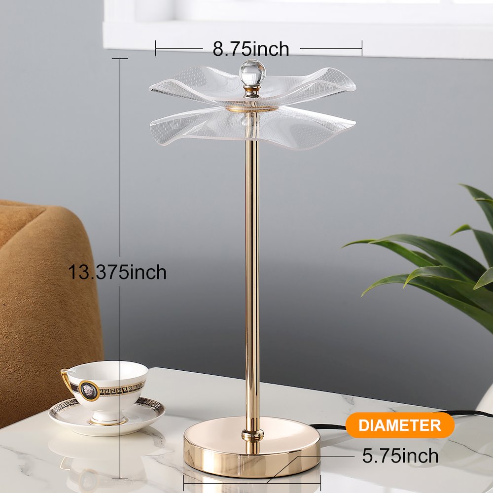 17.5" H 3W Led Acrylic Copper Gold Luminaire Table Lamp. Picture 8