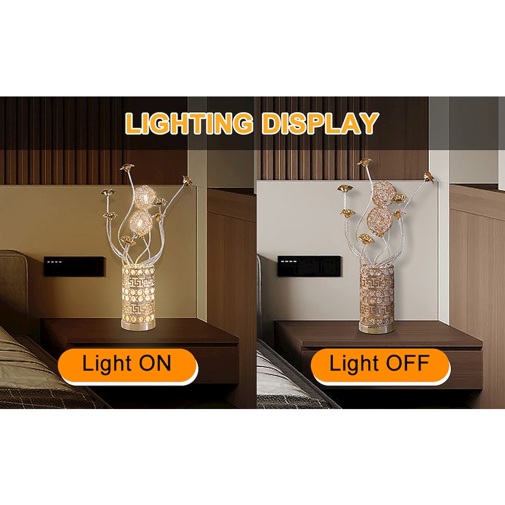 21.5"H 3 G4 Led Aluminum Golden Rose Wire Bud Flower Bud Table Lamp. Picture 10