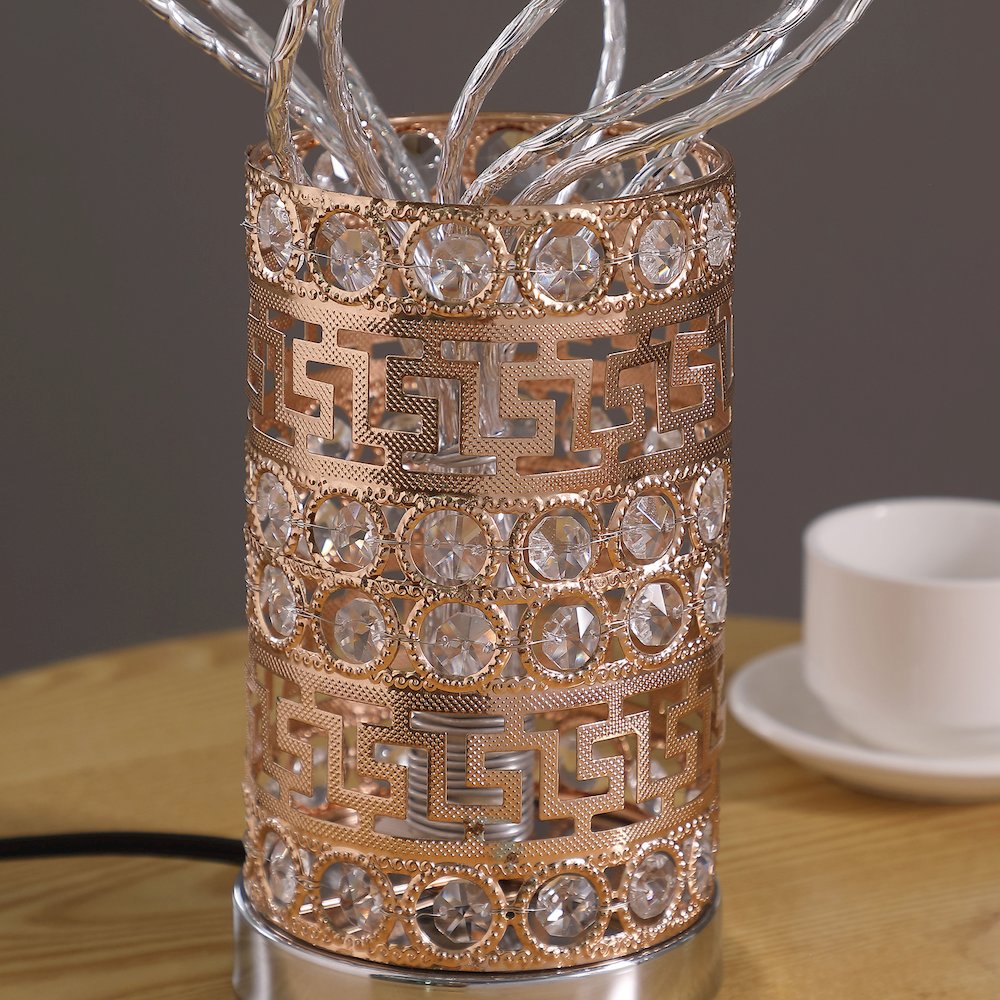 21.5"H 3 G4 Led Aluminum Golden Rose Wire Bud Flower Bud Table Lamp. Picture 5