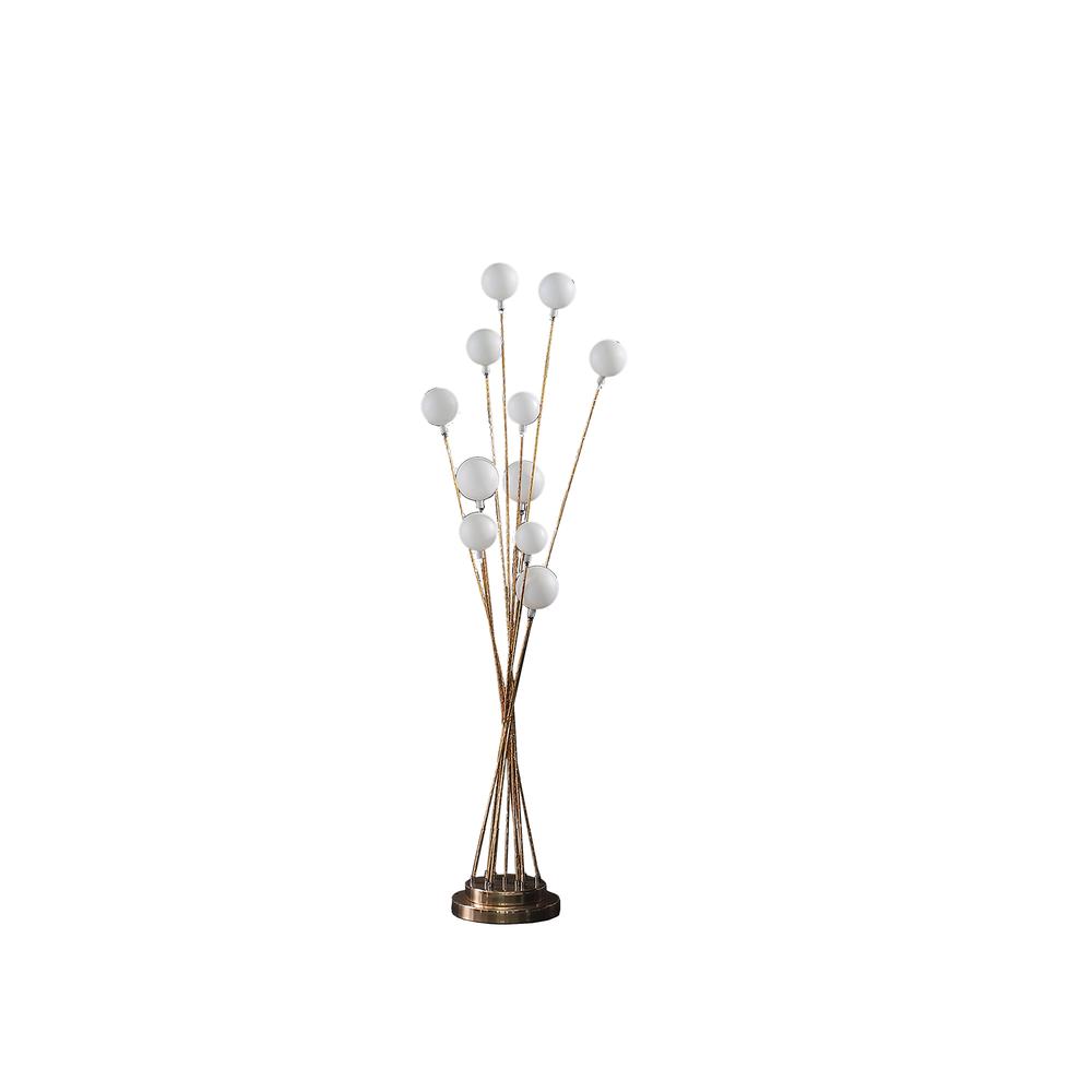 11-Light Acrylic Globe Aluminun Led Chrysanthe Yellow Gold Metal Floor Lamp. Picture 1