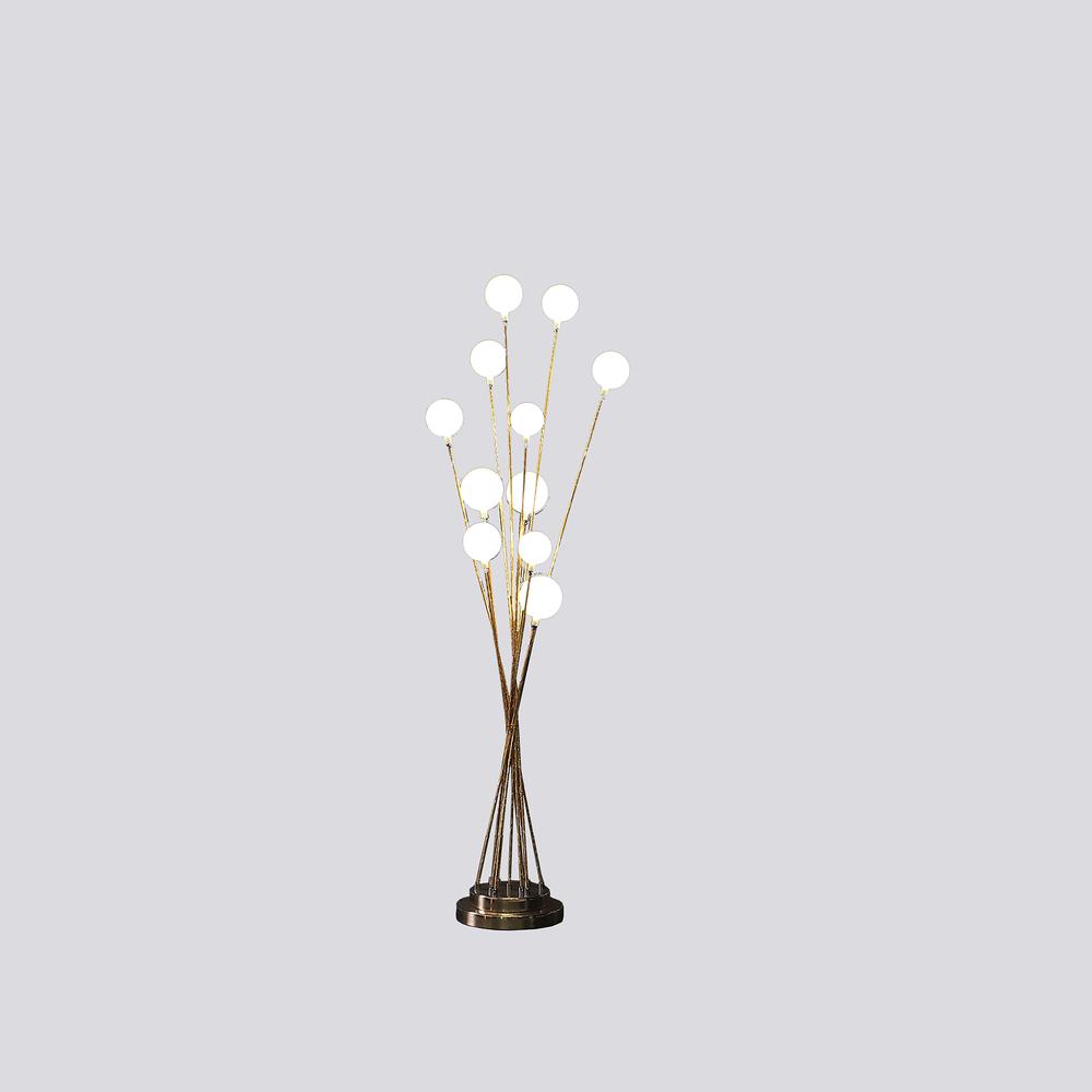 11-Light Acrylic Globe Aluminun Led Chrysanthe Yellow Gold Metal Floor Lamp. Picture 3