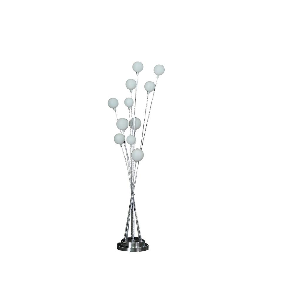 11-Light Acrylic Globe Aluminun Led Chrysanthe Silver Chrome Metal Floor Lamp. Picture 1