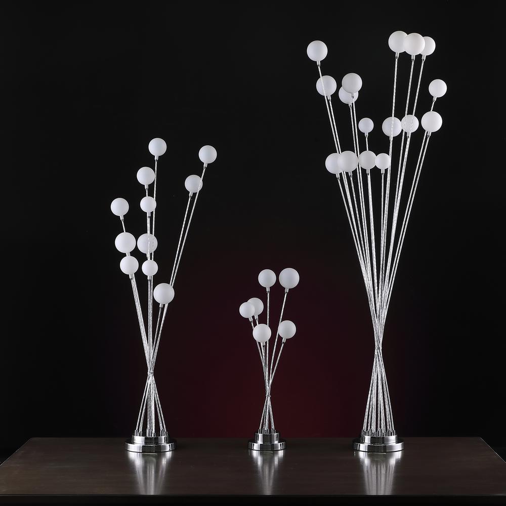 6-Light Acrylic Globe Aluminun Led Chrysanthe Chrome Metal Table Lamp. Picture 5