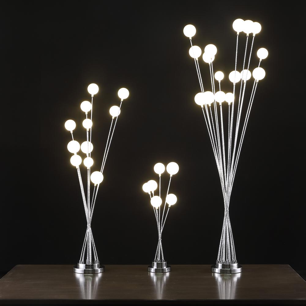 6-Light Acrylic Globe Aluminun Led Chrysanthe Chrome Metal Table Lamp. Picture 6