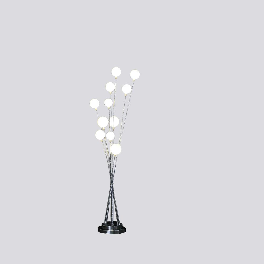 11-Light Acrylic Globe Aluminun Led Chrysanthe Silver Chrome Metal Floor Lamp. Picture 3