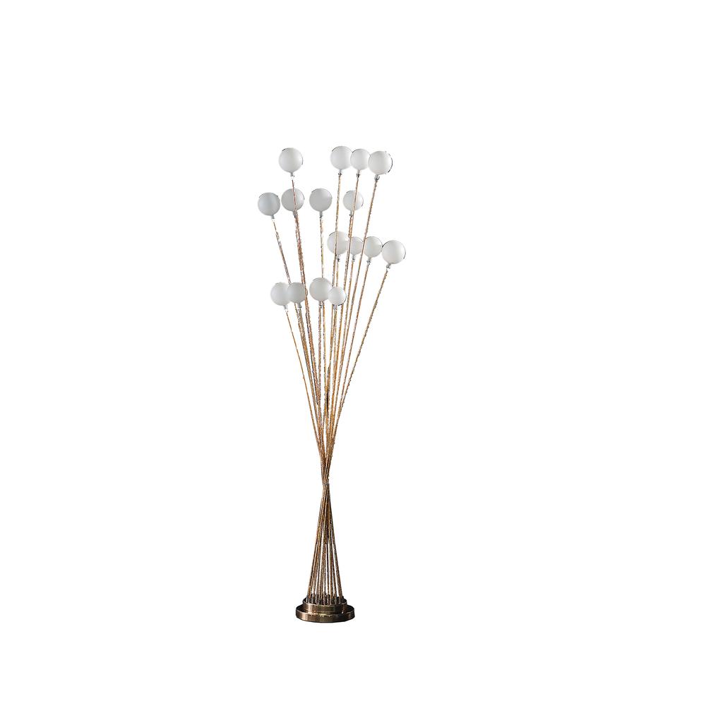 In 16-Light Acrylic Globe Aluminun Led Chrysanthe Yellow Gold Metal Floor Lamp. Picture 1