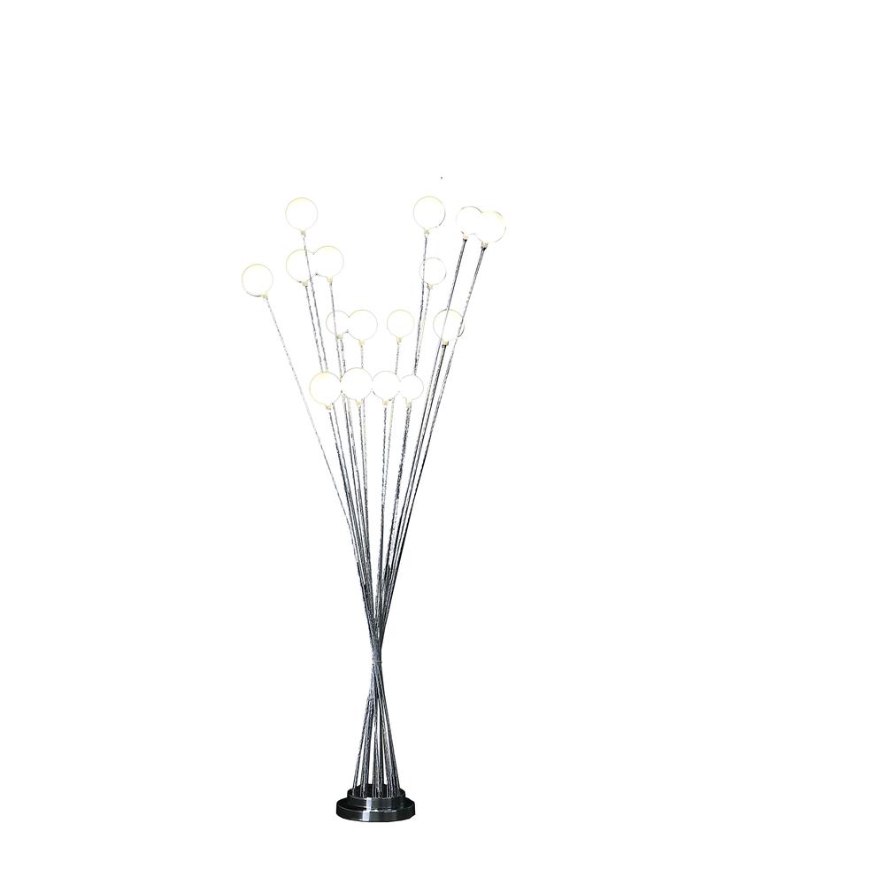 16-Light Acrylic Globe Aluminun Led Chrysanthe Silver Chrome Metal Floor Lamp. Picture 2