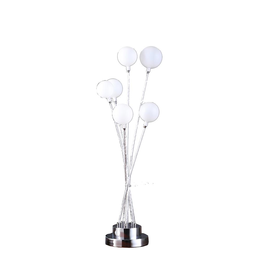 6-Light Acrylic Globe Aluminun Led Chrysanthe Chrome Metal Table Lamp. Picture 1