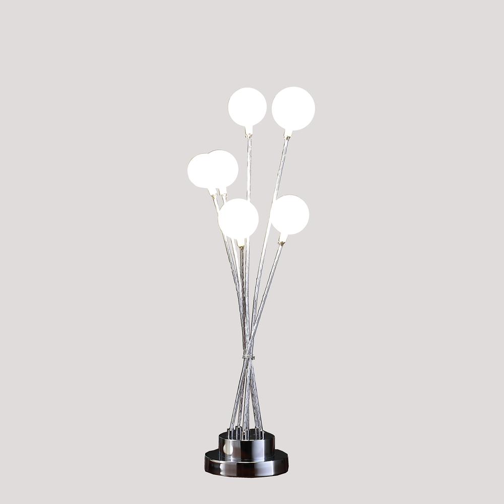 6-Light Acrylic Globe Aluminun Led Chrysanthe Chrome Metal Table Lamp. Picture 2