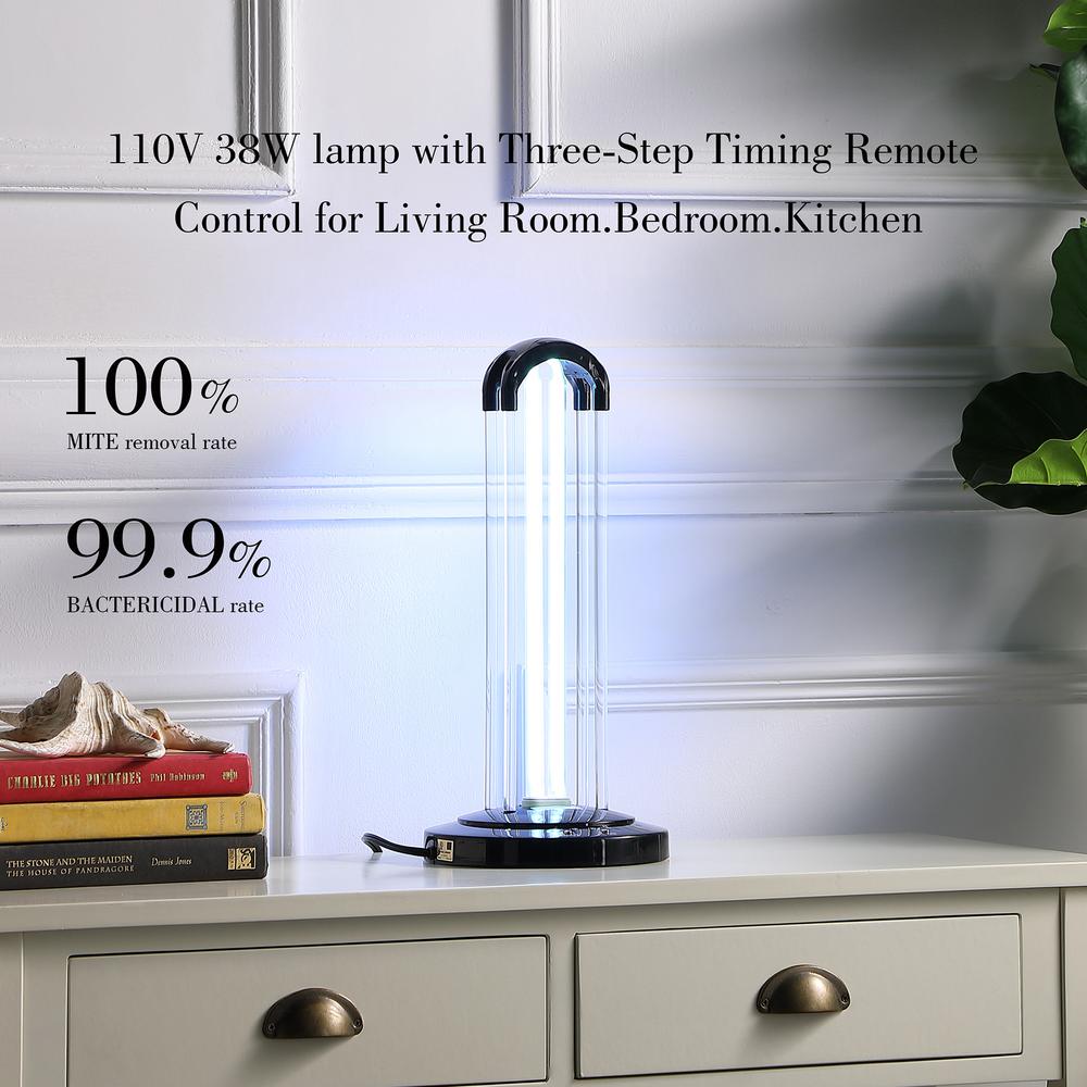 16.5" in UV STERILIZED BLACK TABLE LAMP W/ REMOTE CONTROL. Picture 7