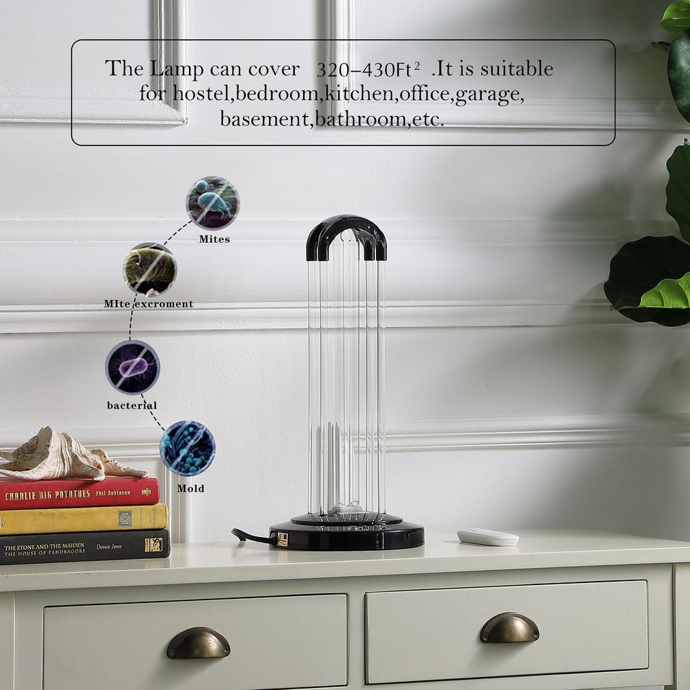 16.5" in UV STERILIZED BLACK TABLE LAMP W/ REMOTE CONTROL. Picture 8