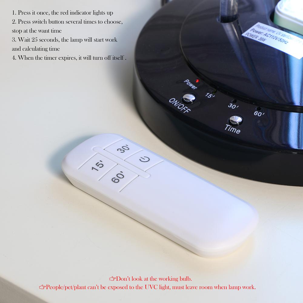 16.5" in UV STERILIZED BLACK TABLE LAMP W/ REMOTE CONTROL. Picture 11