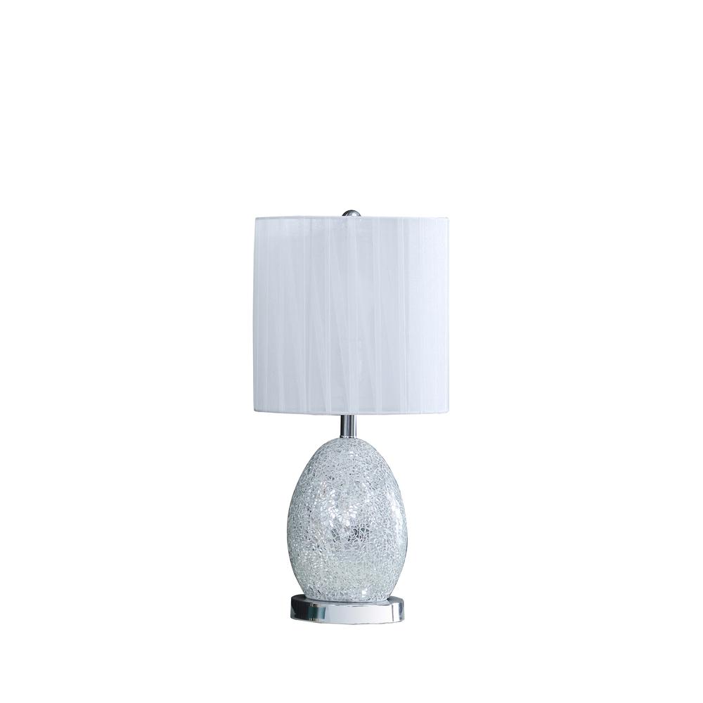 20"In Niels Silver Mirror Glass/Metal Table Lamp W/ Nightlight. Picture 1