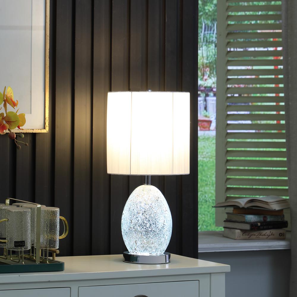 20"In Niels Silver Mirror Glass/Metal Table Lamp W/ Nightlight. Picture 6