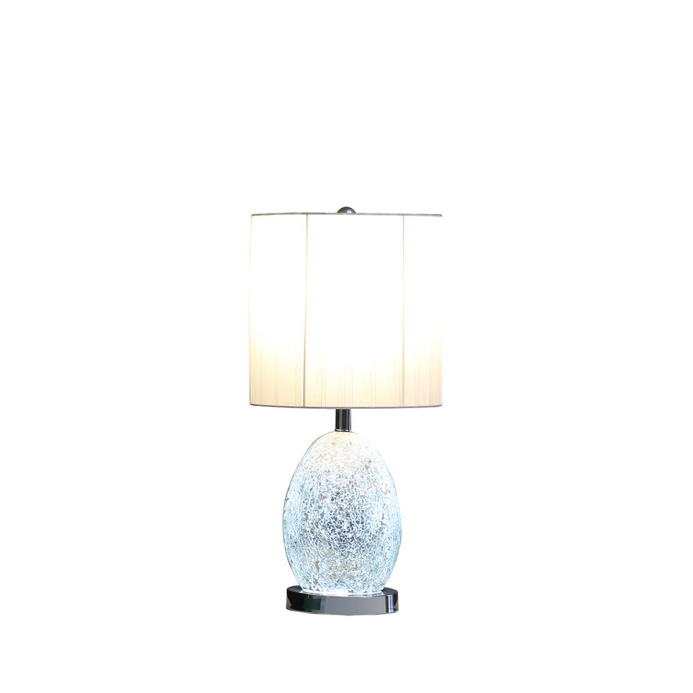 20"In Niels Silver Mirror Glass/Metal Table Lamp W/ Nightlight. Picture 2