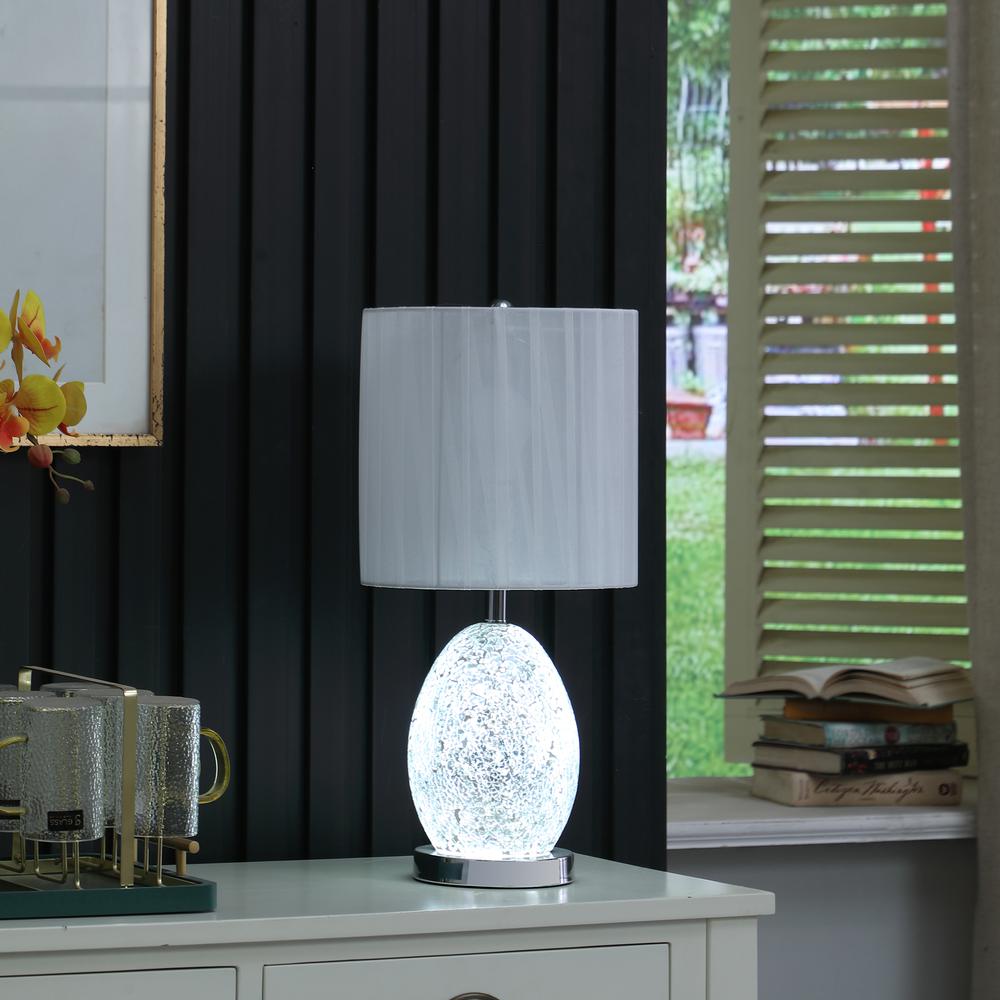 20"In Niels Silver Mirror Glass/Metal Table Lamp W/ Nightlight. Picture 5