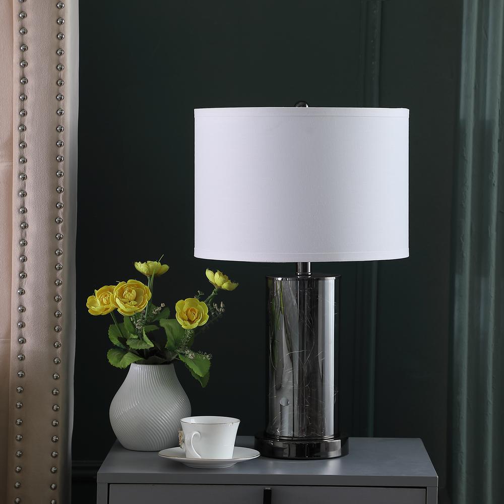 21.25" In Cynx Led Night Light Mid-Century Glass Black Chrome Table Lamp. Picture 3