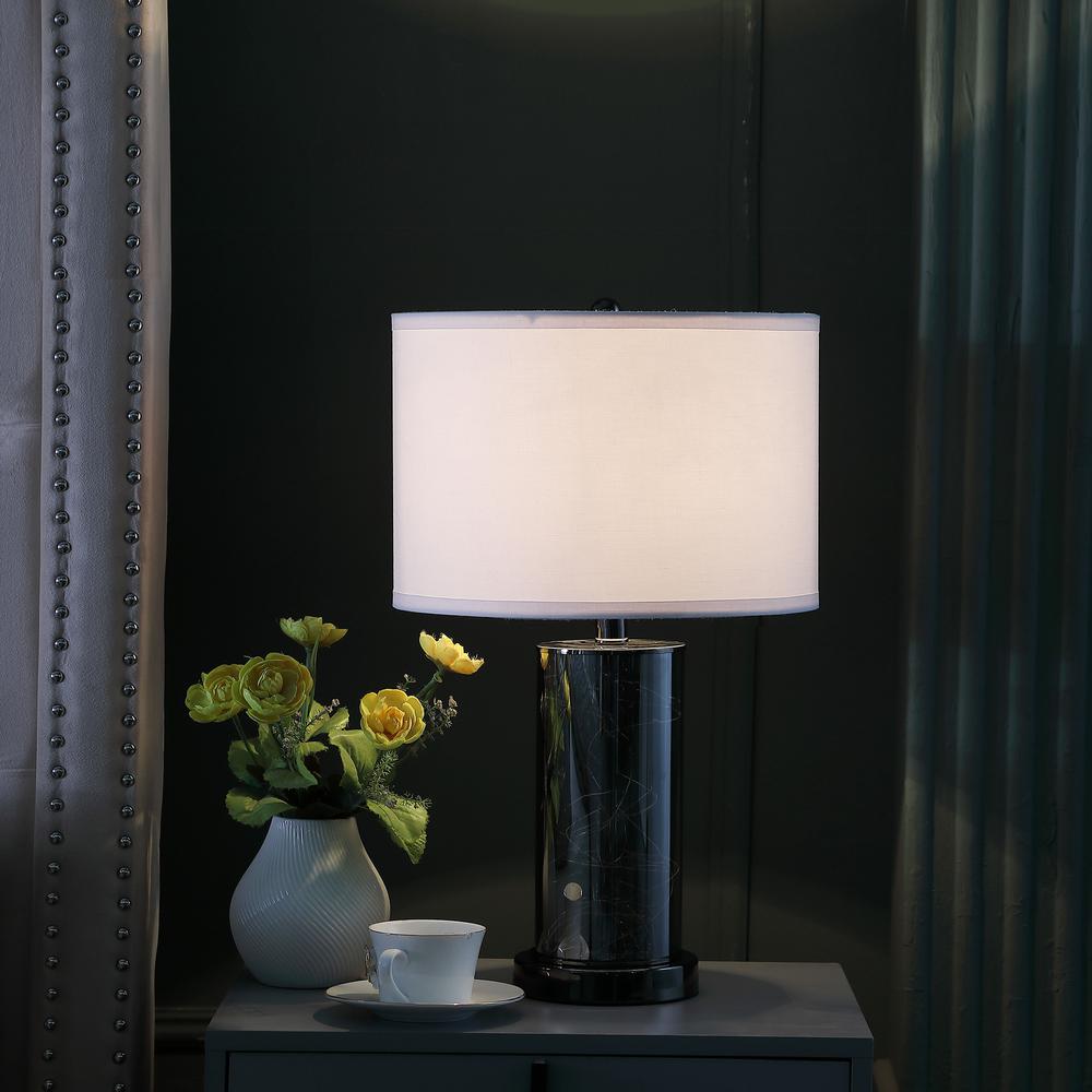 21.25" In Cynx Led Night Light Mid-Century Glass Black Chrome Table Lamp. Picture 4