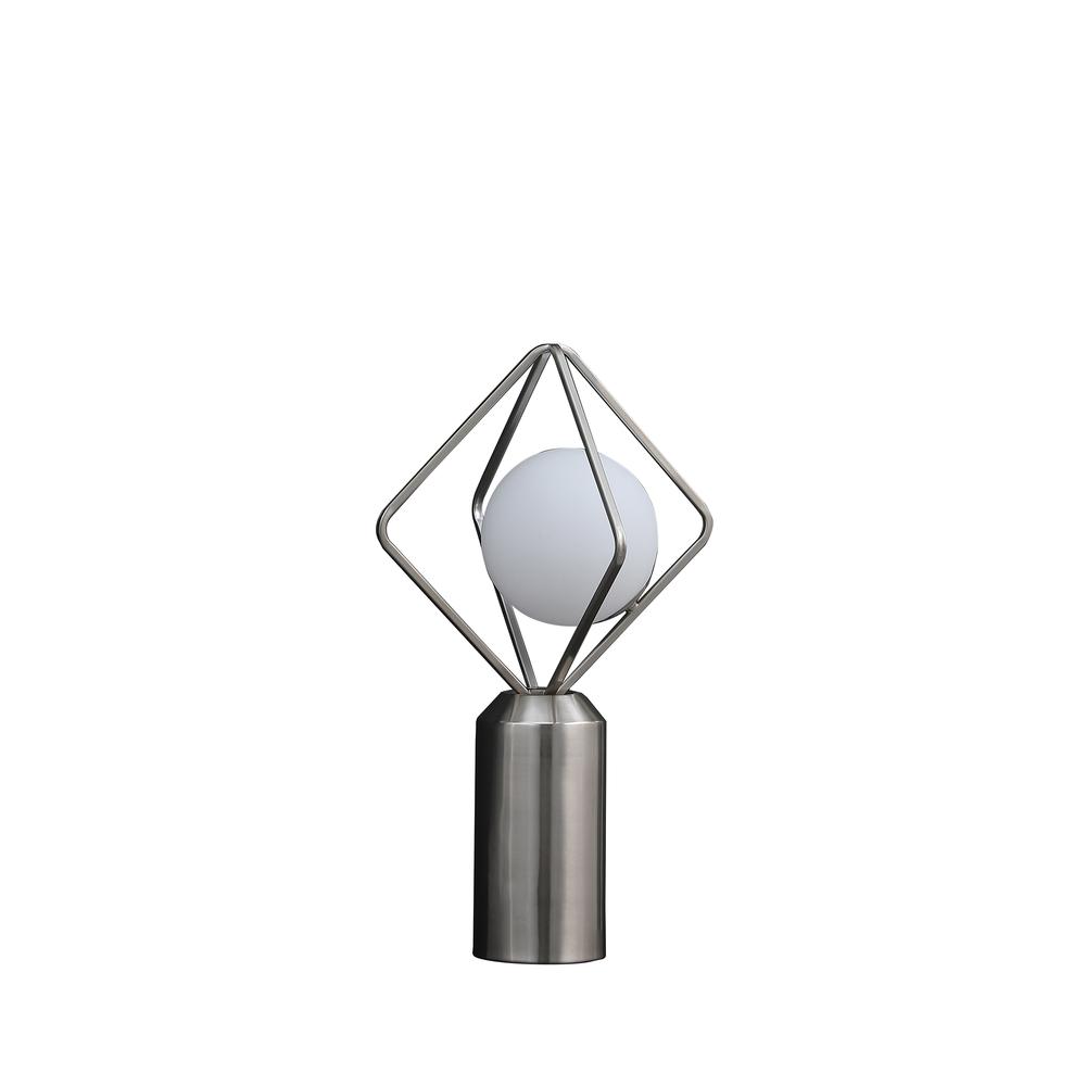 19.5"In Ernst Modern Monoclinic Pendeloque Silver Metal Table Lamp. Picture 1