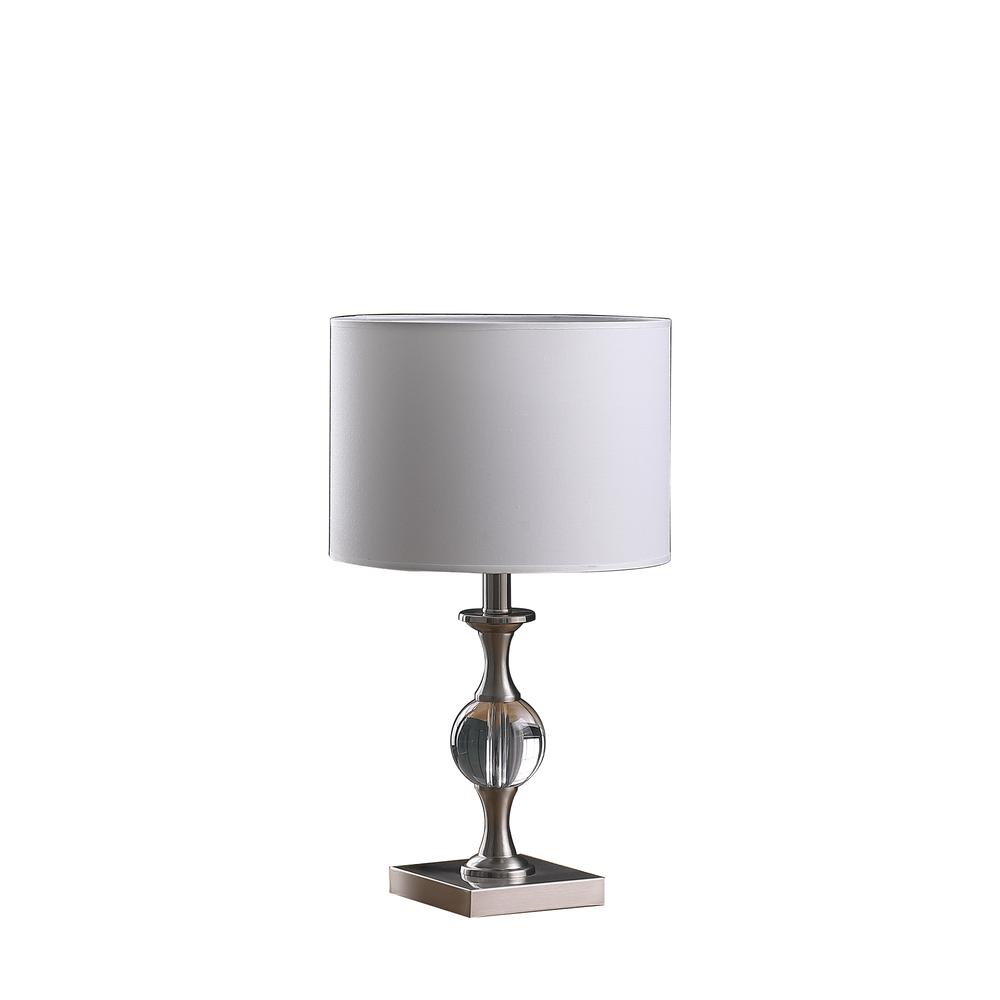19.75" In Satin Nickel Solid Crystal Orb Metal Table Lamp. Picture 1