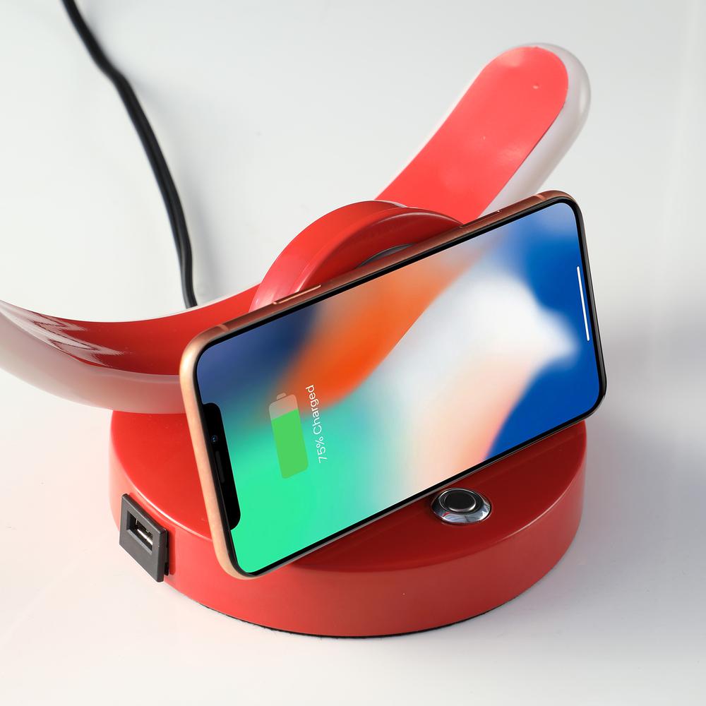 Modern C Shape Led W/ Usb/Wireless Charger Port And Touch Dimmer Table Lamp. Picture 5